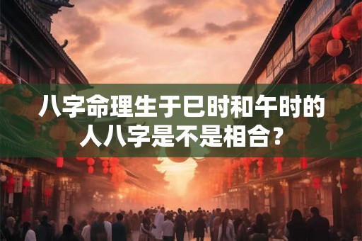 八字命理生于巳时和午时的人八字是不是相合？