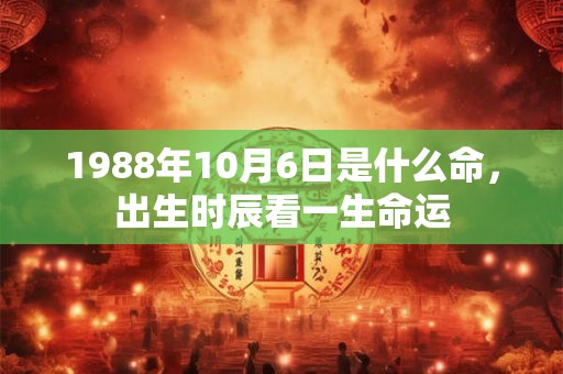 1988年10月6日是什么命，出生时辰看一生命运