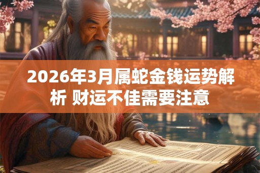 2026年3月属蛇金钱运势解析 财运不佳需要注意 2026年3月属蛇金钱运势解析 财运不佳需要注意