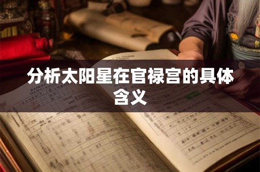 分析太阳星在官禄宫的具体含义