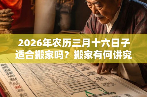 2026年农历三月十六日子适合搬家吗？搬家有何讲究？