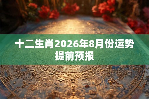 十二生肖2026年8月份运势提前预报