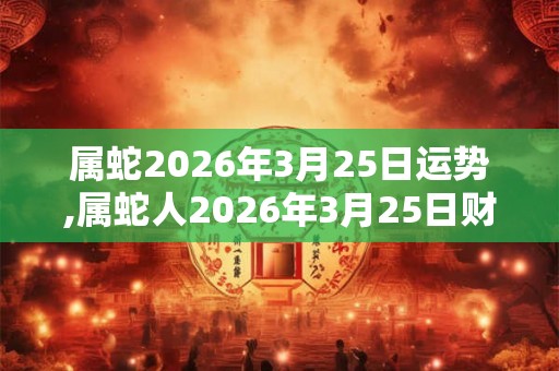 属蛇2026年3月25日运势,属蛇人2026年3月25日财运,生肖蛇2026年3月25日运势