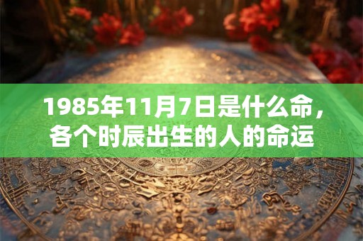 1985年11月7日是什么命，各个时辰出生的人的命运