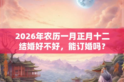 2026年农历一月正月十二结婚好不好，能订婚吗？