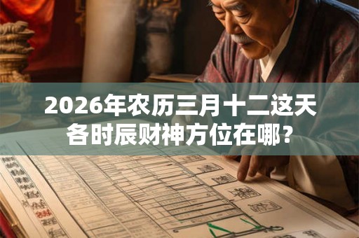 2026年农历三月十二这天各时辰财神方位在哪？