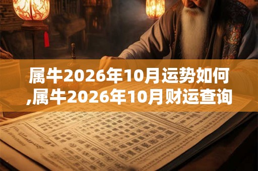属牛2026年10月运势如何,属牛2026年10月财运查询