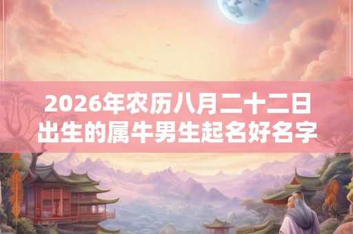2026年农历八月二十二日出生的属牛男生起名好名字推荐