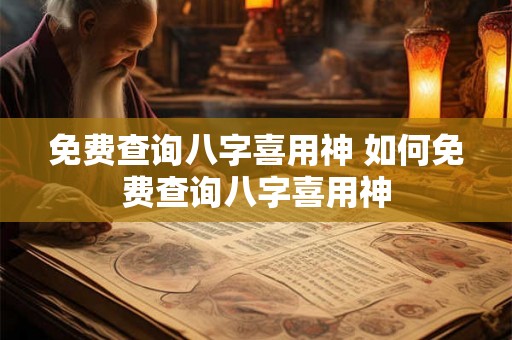 免费查询八字喜用神 如何免费查询八字喜用神
