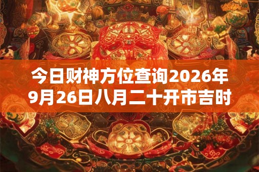 今日财神方位查询2026年9月26日八月二十开市吉时