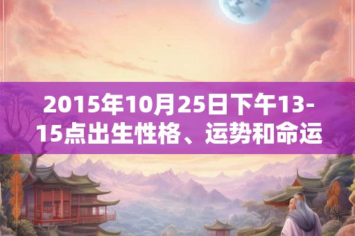 2015年10月25日下午13-15点出生性格、运势和命运