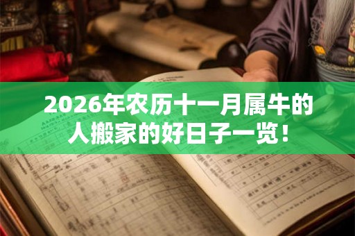2026年农历十一月属牛的人搬家的好日子一览！