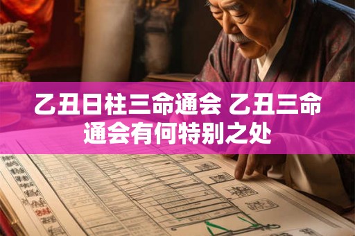 乙丑日柱三命通会 乙丑三命通会有何特别之处
