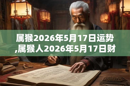 属猴2026年5月17日运势,属猴人2026年5月17日财运,生肖猴2026年5月17日运势 属猴2026年5月17日运势,属猴人2026年5月17日财运,生肖猴2026年5月17日运势
