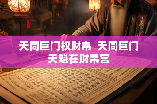 天同巨门权财帛  天同巨门天魁在财帛宫