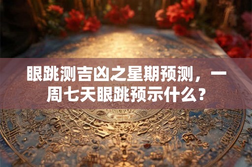 眼跳测吉凶之星期预测,一周七天眼跳预示什么? 眼跳测吉凶之星期预测,一周七天眼跳预示什么?