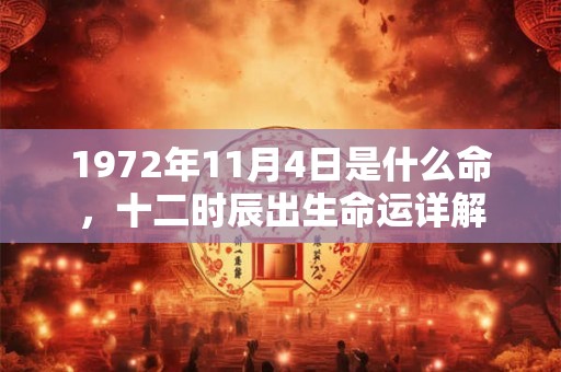 1972年11月4日是什么命，十二时辰出生命运详解