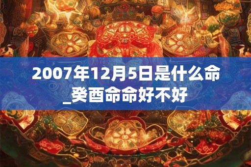 2007年12月5日是什么命_癸酉命命好不好