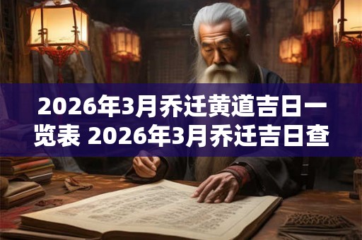 2026年3月乔迁黄道吉日一览表 2026年3月乔迁吉日查询
