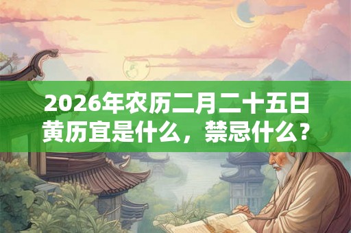 2026年农历二月二十五日黄历宜是什么，禁忌什么？