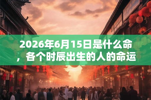 2026年6月15日是什么命，各个时辰出生的人的命运