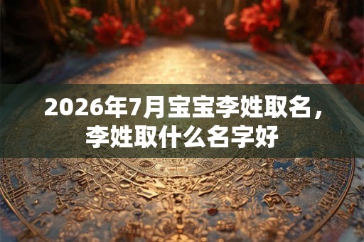 2026年7月宝宝李姓取名，李姓取什么名字好