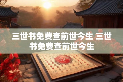 三世书免费查前世今生 三世书免费查前世今生