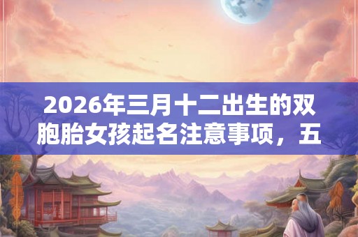 2026年三月十二出生的双胞胎女孩起名注意事项，五行属什么