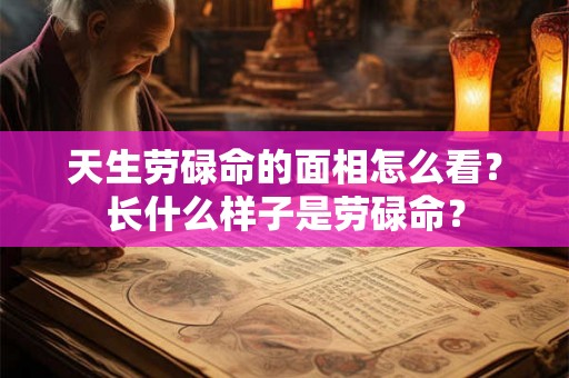 天生劳碌命的面相怎么看？长什么样子是劳碌命？