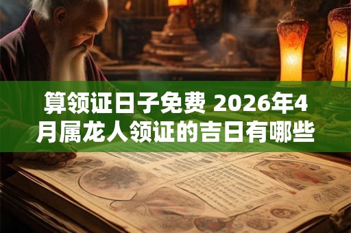 算领证日子免费 2026年4月属龙人领证的吉日有哪些