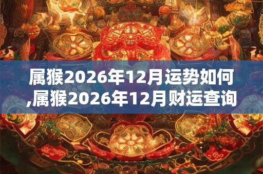 属猴2026年12月运势如何,属猴2026年12月财运查询