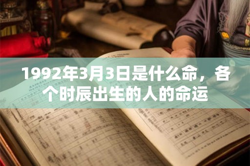 1992年3月3日是什么命，各个时辰出生的人的命运