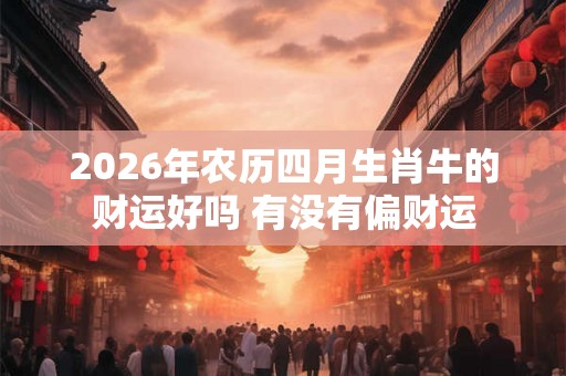2026年农历四月生肖牛的财运好吗 有没有偏财运