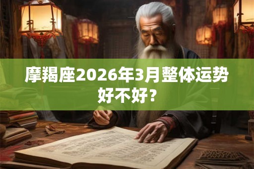 摩羯座2026年3月整体运势好不好？