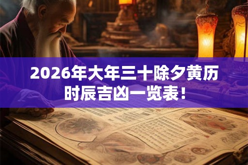 2026年大年三十除夕黄历时辰吉凶一览表！