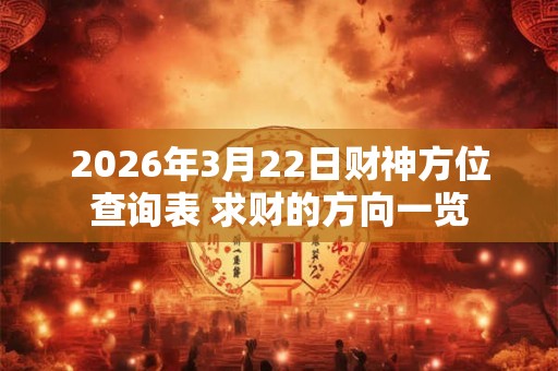 2026年3月22日财神方位查询表 求财的方向一览