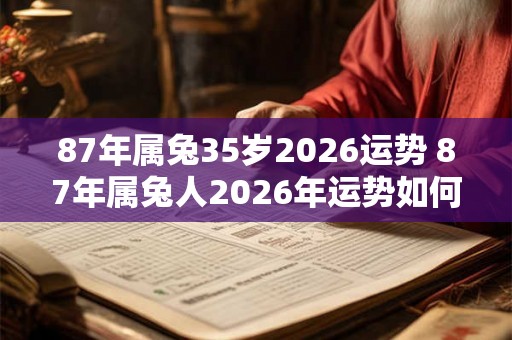 87年属兔35岁2026运势 87年属兔人2026年运势如何