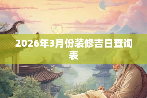 2026年3月份装修吉日查询表