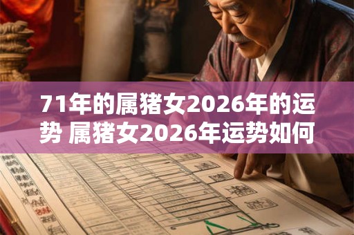 71年的属猪女2026年的运势 属猪女2026年运势如何