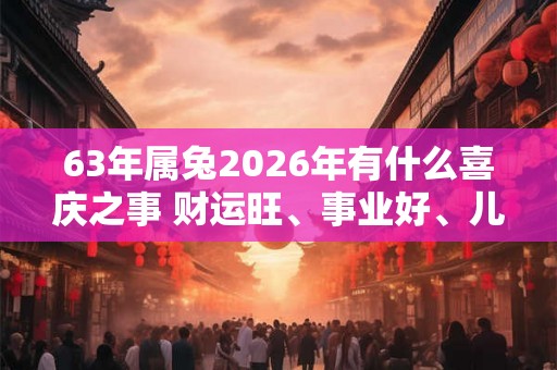 63年属兔2026年有什么喜庆之事 财运旺、事业好、儿女成家