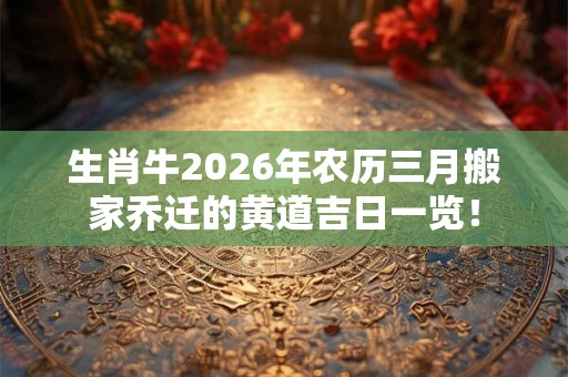 生肖牛2026年农历三月搬家乔迁的黄道吉日一览! 生肖牛2026年农历三月搬家乔迁的黄道吉日一览!