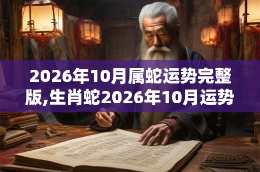 2026年10月属蛇运势完整版,生肖蛇2026年10月运势及运程
