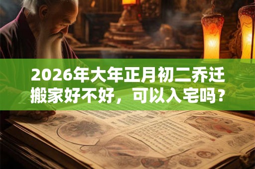 2026年大年正月初二乔迁搬家好不好，可以入宅吗？
