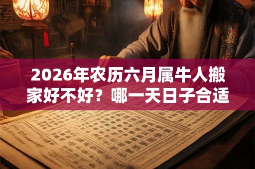2026年农历六月属牛人搬家好不好？哪一天日子合适？