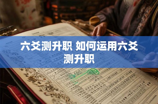 六爻测升职 如何运用六爻测升职