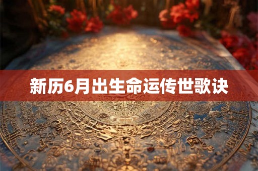 新历6月出生命运传世歌诀