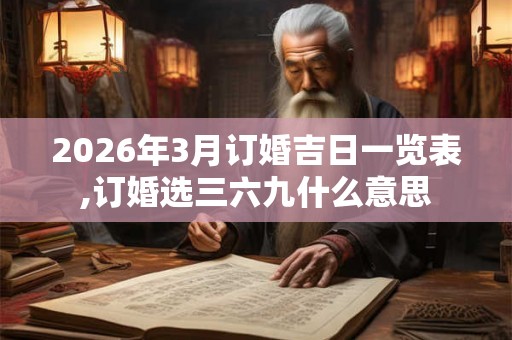 2026年3月订婚吉日一览表,订婚选三六九什么意思