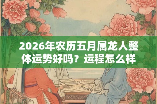 2026年农历五月属龙人整体运势好吗？运程怎么样