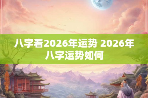 八字看2026年运势 2026年八字运势如何