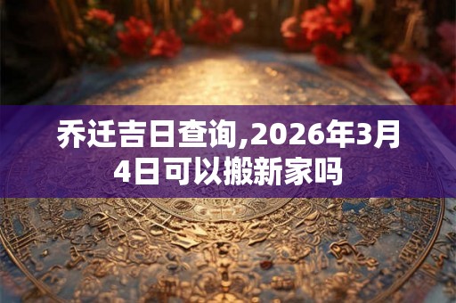 乔迁吉日查询,2026年3月4日可以搬新家吗